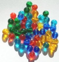 50 8mm Round Transparent Summer Glass Bead Mix